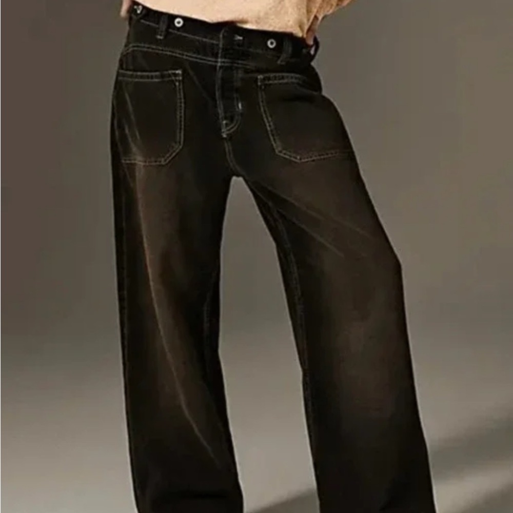 Free People Black Wide Leg Flare Jeans